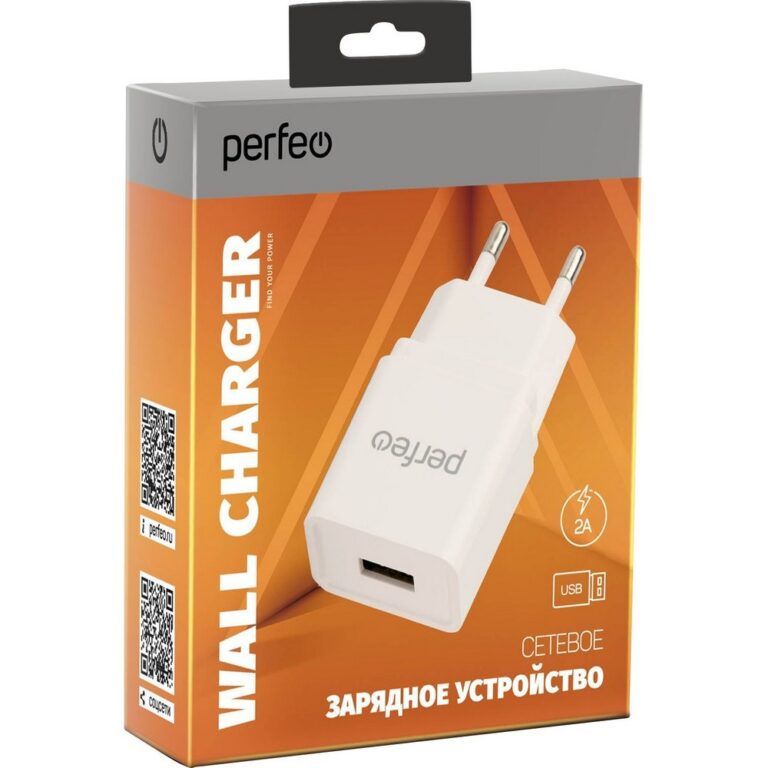 PERFEO Сетевое зарядное устройство с разъемом USB, 2А, белый (I4657)