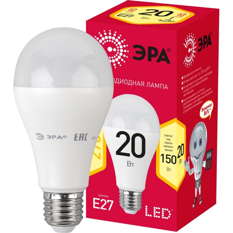 Лампочка светодиодная ЭРА RED LINE LED A65-20W-827-E27 R Е27 / E27 20 Вт груша теплый белый свет