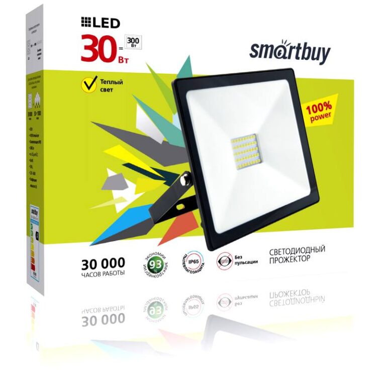 Светодиодный (LED) прожектор FL SMD Smartbuy-30W/6500K/IP65 (SBL-FLSMD-30-65K)