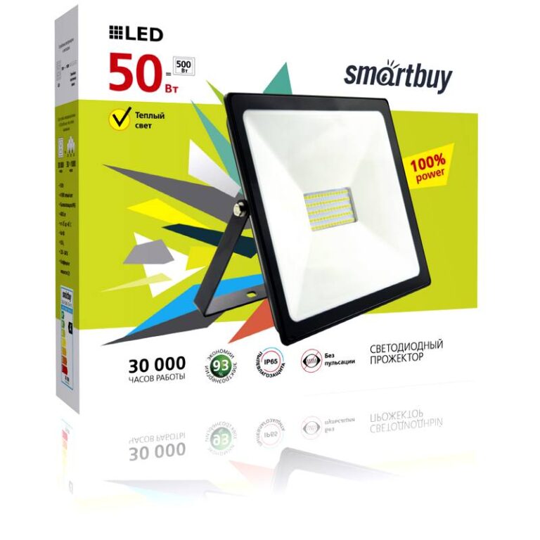 Светодиодный (LED) прожектор FL SMD Smartbuy-50W/6500K/IP65 (SBL-FLSMD-50-65K)