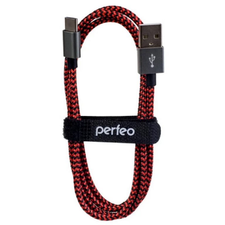 PERFEO Кабель USB A вилка - Type-C вилка, черно-красный, длина 3 м. (U4902)