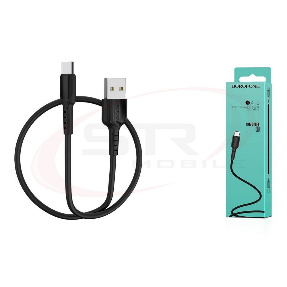 Дата-кабель USB 2.0A для Type-C Borofone BX16 TPE 1м (Black) Дата-кабель USB 2.0A для Type-C Borofone BX16 TPE 1м (Black)