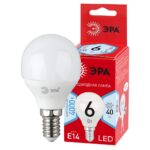 Лампочка светодиодная ЭРА RED LINE LED P45-6W-840-E14 R E14 / Е14 6Вт шар нейтральный белый свет