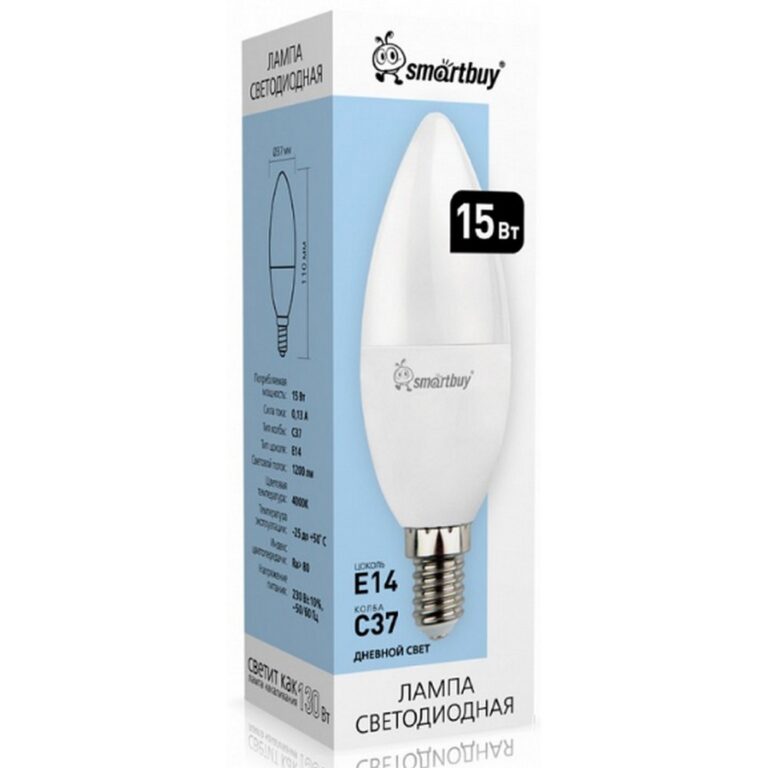 Светодиодная (LED) Лампа Smartbuy-C37-15W/4000 (SBL-C37-15-40K-E14)