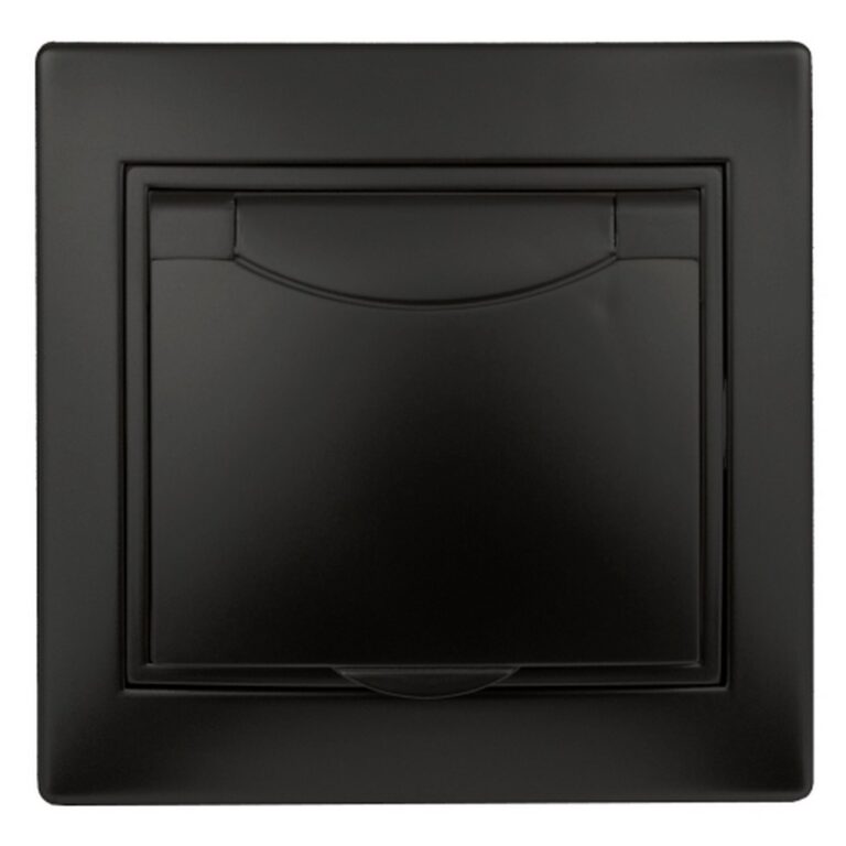 1-203-05 Розетка с заземлением 2P+E Schuko с крышкой Intro Plano 16А-250В, IP20, СУ, Антрацит (1/10)
