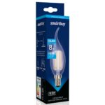 Светодиодная (LED) Свеча на ветру Лампа FIL Smartbuy-C37-8Вт/6000К/E14 (SBL-C37FCan-8-60K-E14)