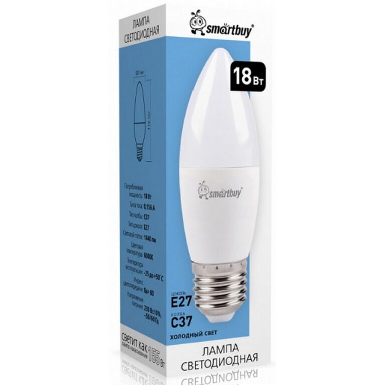 Светодиодная (LED) Лампа Smartbuy-C37-18W/6000 (SBL-C37-18-60K-E27)