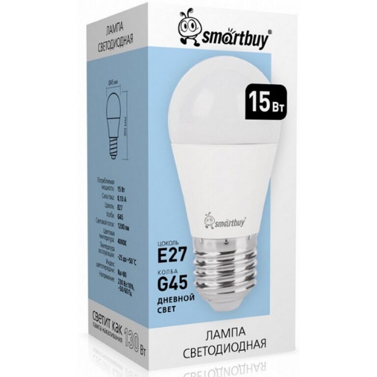 Светодиодная (LED) Лампа Smartbuy-G45-15W/4000/E27 (SBL-G45-15-40K-E27)