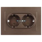 Розетка Intro Accent 6-205-08 2X2P+E Schuko, 16А-250В, IP20, СУ, AL/CU, бронза
