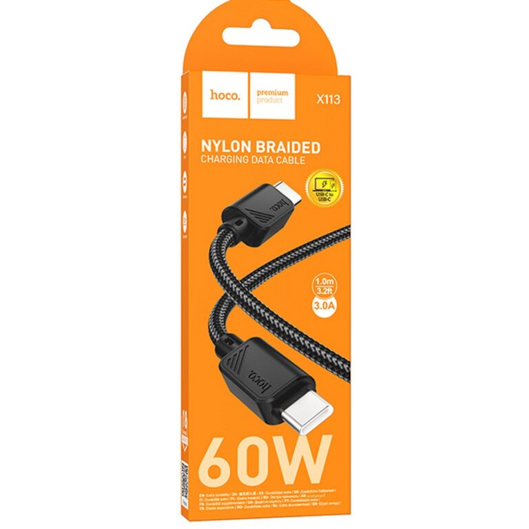 Кабель USB - Type-C HOCO X113 Beneficio, 1.0м, круглый, 3.0А, нейлон, цвет: чёрный (1/31/310