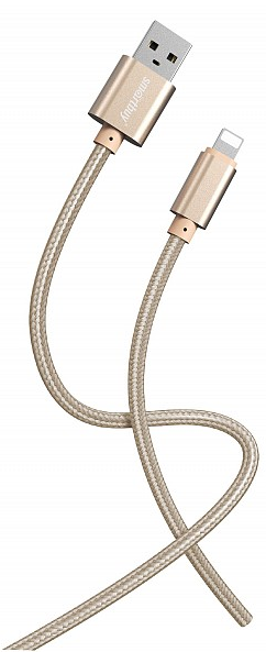 Кабель для зарядки и передачи данных S02 Lightning золотистый, 3 А, 1 м, Smartbuy (iK-512-S02g)