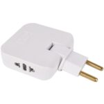 Разветвитель сетевой плоский поворотный, 2 гнезда+USB+TypeC без заземления 10А 250B, белый (SBE-10-A08w-4)