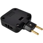 Разветвитель сетевой плоский поворотный, 2 гнезда+USB+TypeC без заземления 10А 250B, черный (SBE-10-A08b-4)