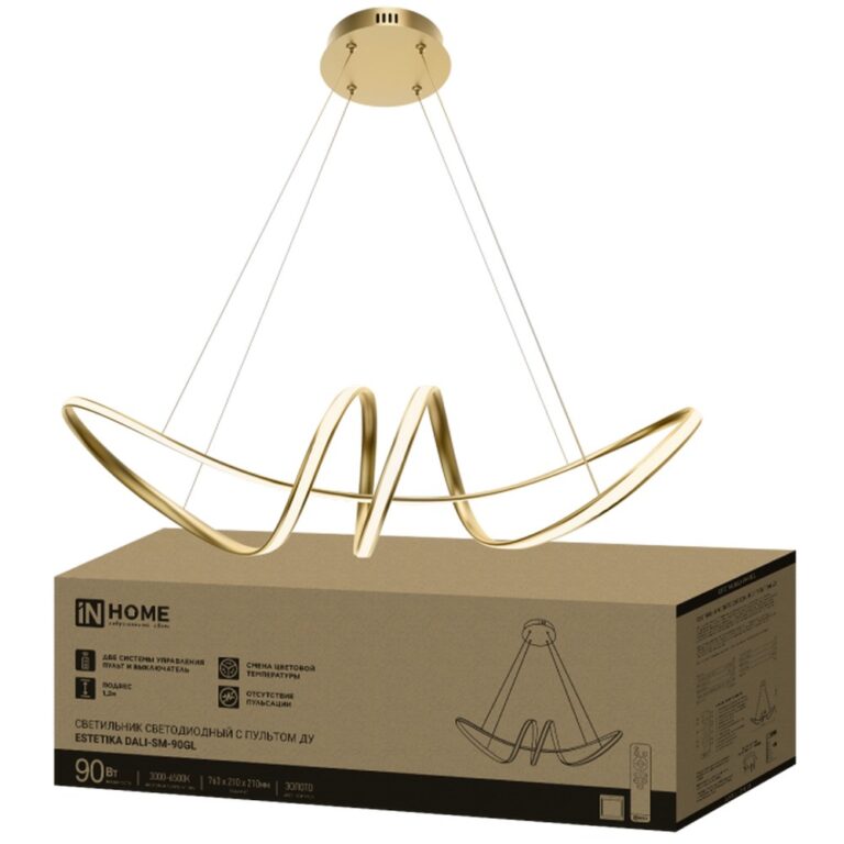 Светильник светодиодный ESTETIKA DALI-SM-90GL 90Вт 230В 3000-6500K 760х210x210мм 1.2м трос ДУ золото IN HOME