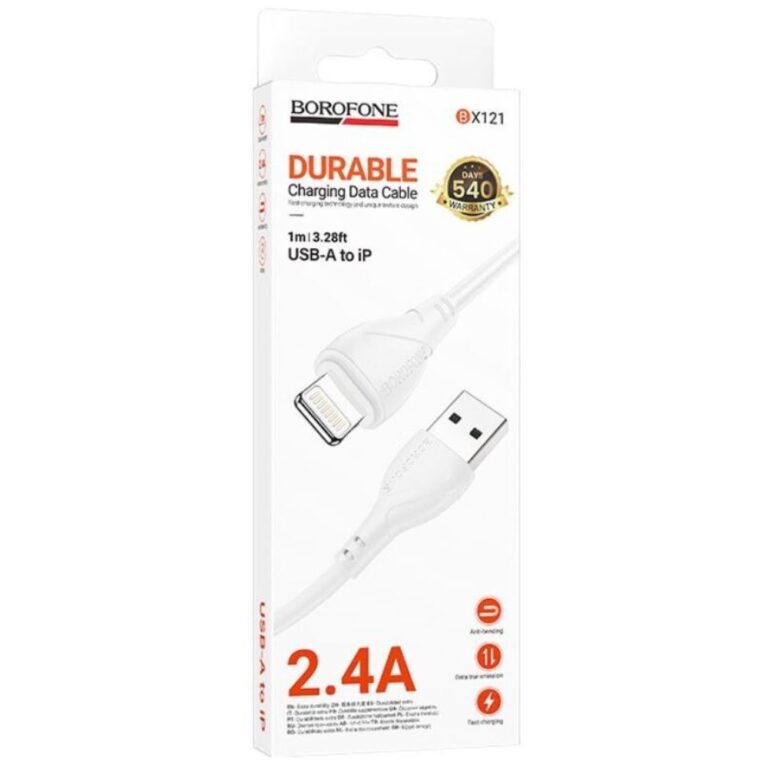 BOROFONE BX121/ USB кабель Lightning/ 1m/ 2.4A/ белый