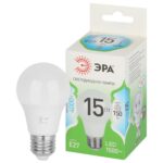 Лампочка светодиодная ЭРА GREEN LINE LED A60-15W-840-E27 GL E27 15 Вт груша яркий белый свет