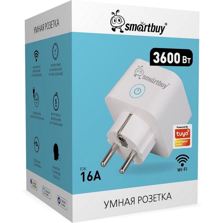 Умная розетка с Wi-Fi, Яндекс Алисой с контролем энерогопотребления, белая  (SBE-16-A11WFw-Z)