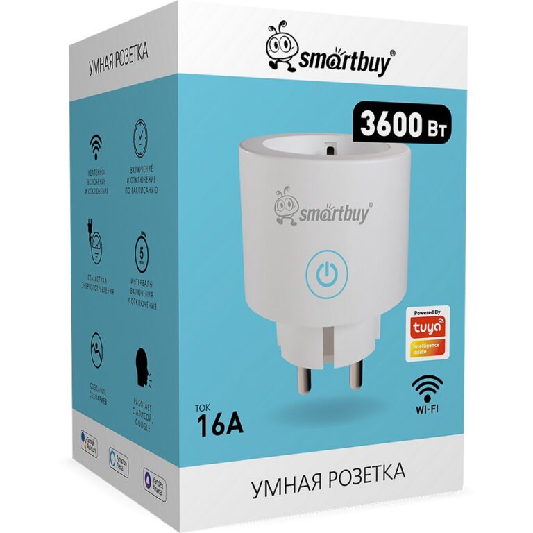 Умная розетка с Wi-Fi, Яндекс Алисой с контролем энерогопотребления, белая  (SBE-16-A12WFw-Z)