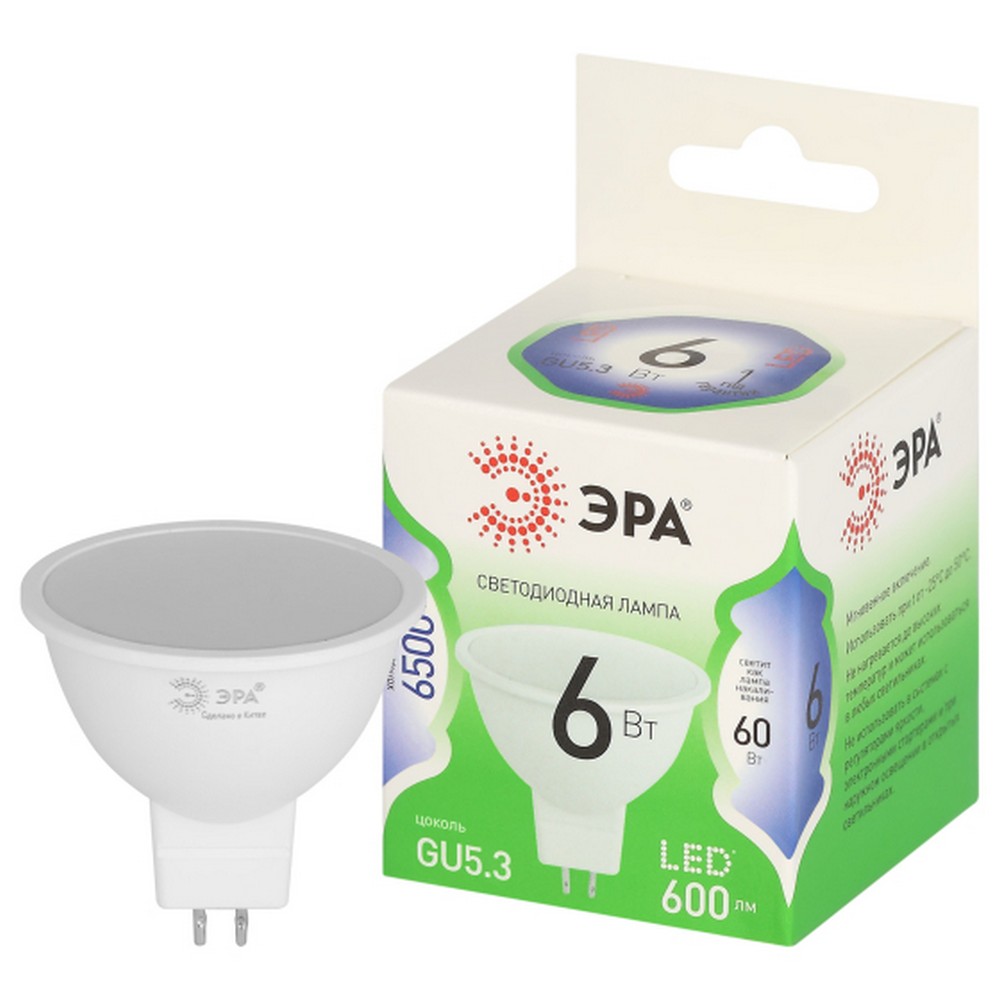 Лампа светодиодная ЭРА GREEN LINE LED MR16-6W-865-GU5.3 GL GU5.3 6 Вт софит холодный свет Лампа светодиодная ЭРА GREEN LINE LED MR16-6W-865-GU5.3 GL GU5.3 6 Вт софит холодный свет