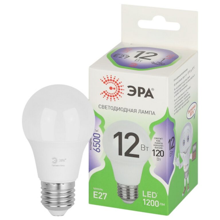 Лампа светодиодная ЭРА GREEN LINE LED A60-12W-865-E27 GL E27 12 Вт груша холодный свет