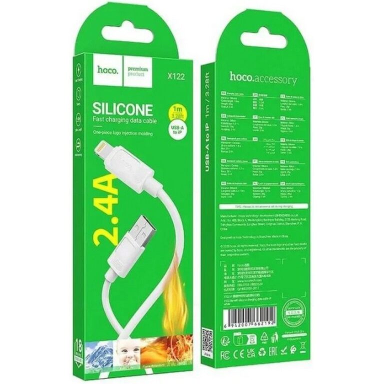 HOCO X122/ USB кабель Lightning/ 1m/ 2,4A/ белый