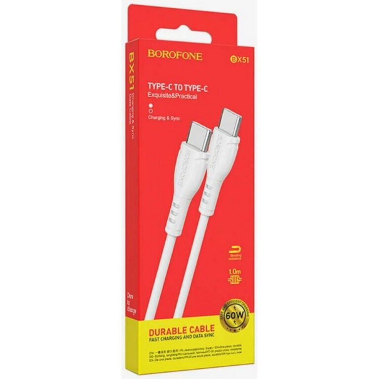 BOROFONE BX51/ USB кабель Type-C/ 1m/ 3A/ White
