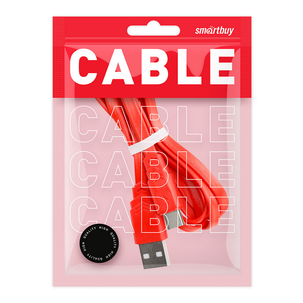 Дата-кабель Smartbuy USB 2.0 - USB TYPE C, плоский, длина 1 м, красный (iK-3112r red) Дата-кабель Smartbuy USB 2.0 - USB TYPE C, плоский, длина 1 м, красный (iK-3112r red)