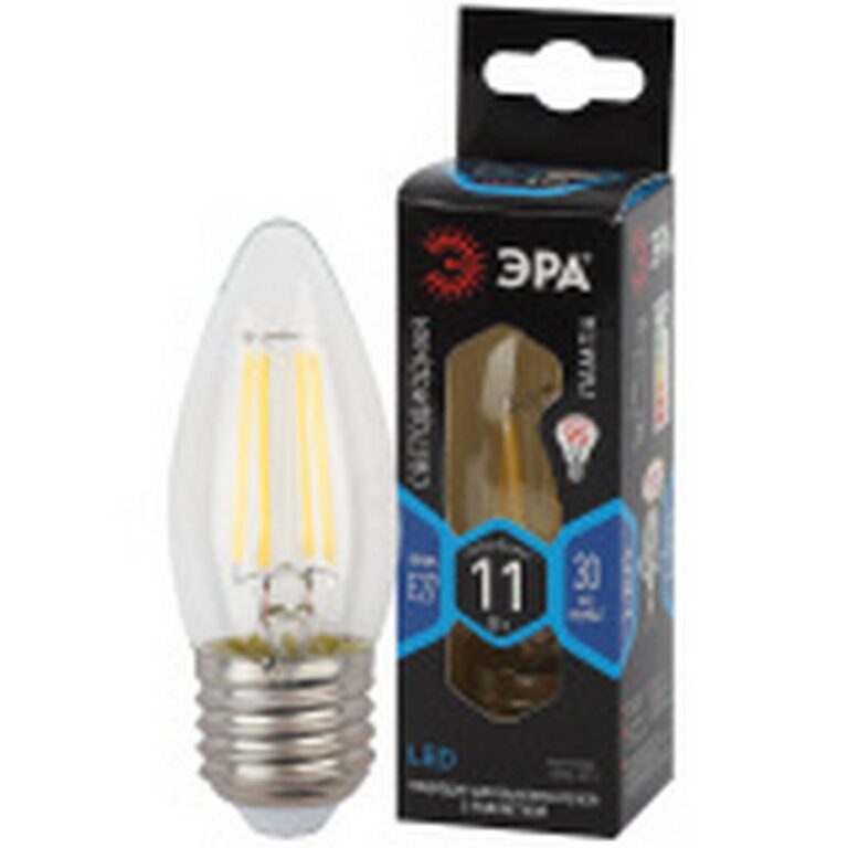 Лампа светодиодная ЭРА F-LED B35-11w-840-E27 11Вт филамент свеча нейтральный белый свет Е27