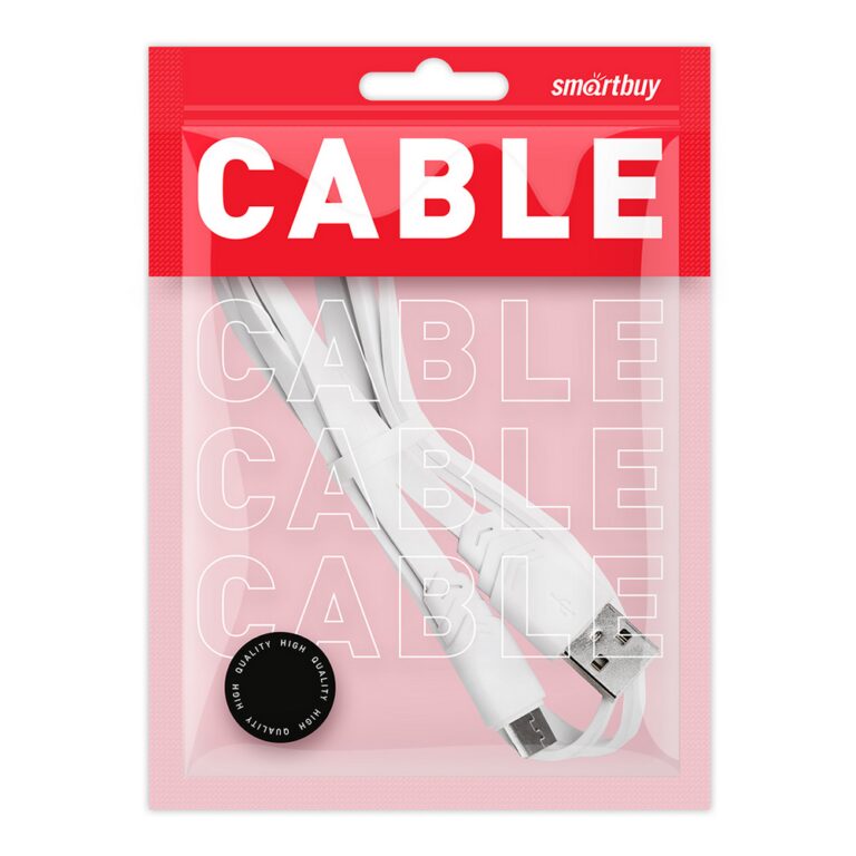 Дата-кабель Smartbuy USB - micro USB, плоский, длина 1 м, белый (iK-12r white)