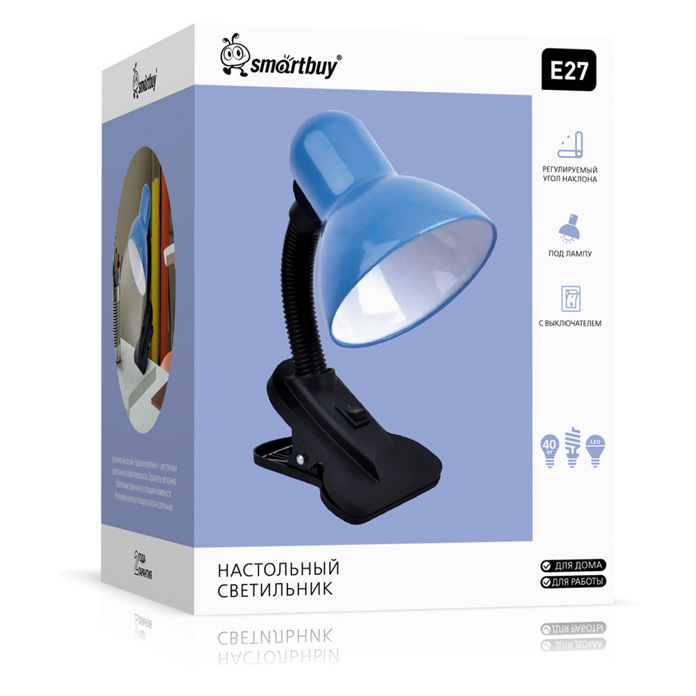 Настольный светильник Smartbuy Е27 с прищепкой голубой (SBL-DeskS-Blue) Настольный светильник Smartbuy Е27 с прищепкой голубой (SBL-DeskS-Blue)