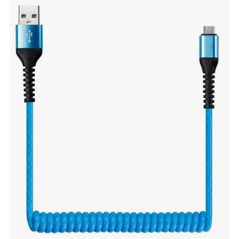 Дата-кабель Smartbuy USB - 8-pin для Apple, спиральный, длина 1,0 м, синий (iK-512sp-blue)
