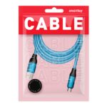 Кабель для зарядки и передачи данных, супертолстый BOLD MICRO USB синий, 3А, TPE, 1 м, Smartbuy