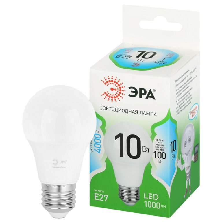 Лампа светодиодная ЭРА GREEN LINE LED A60-10W-840-E27 GL 10Вт груша яркий белый свет E27