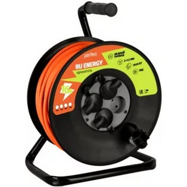 Perfeo удлинитель на катушке без заземления "RU ENERGY" 30м 4гн 16А ПВС 2х1,5 IP44