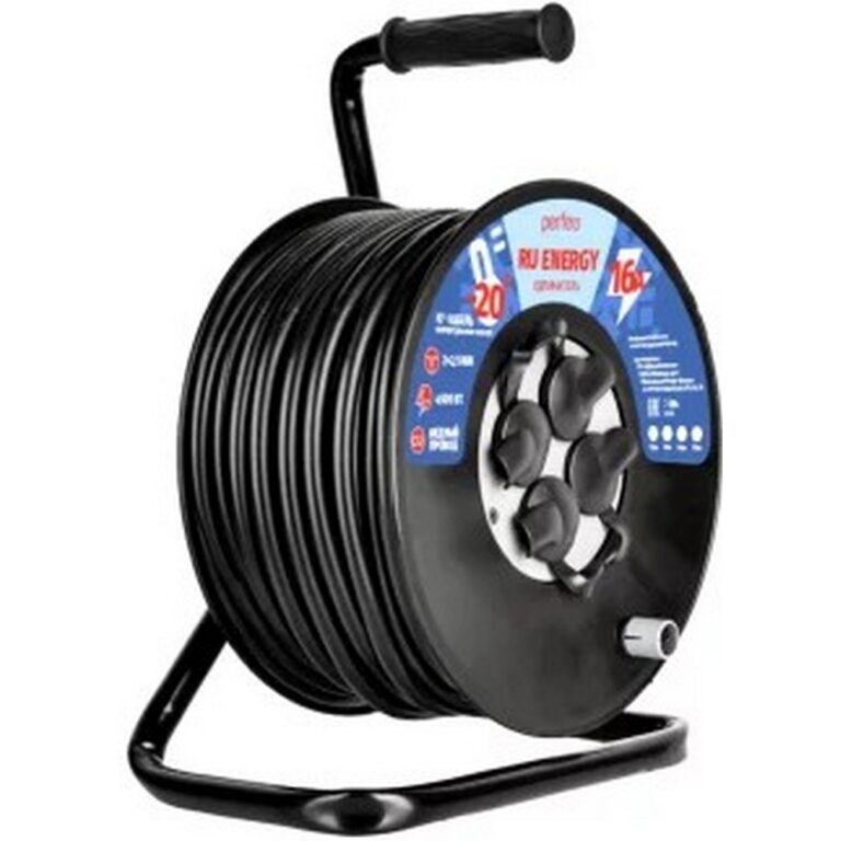 Perfeo удлинитель на катушке без заземления "RU ENERGY" 40м 4гн 16А ПВС 2х2,5 IP44