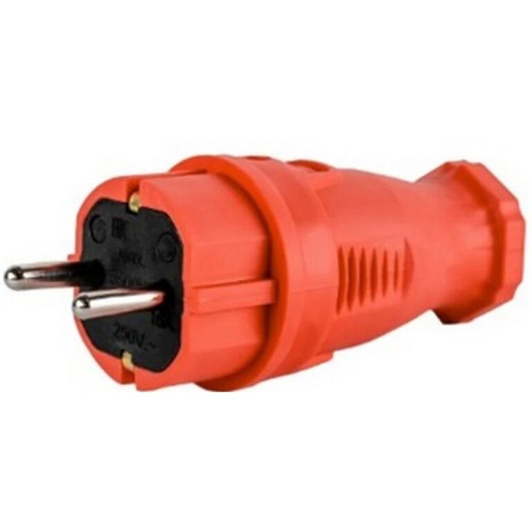 Вилка прямая каучук 2P+PE 230V 16А IP44 оранжевая DYNEL
