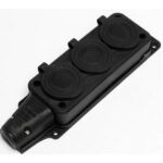 Розетка (колодка) трехместная каучук 2P+PE 230V 16А IP54 DYNEL (1/7/84)