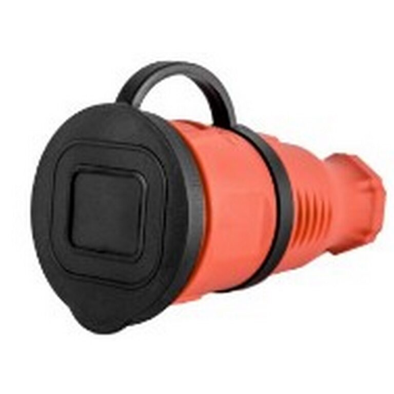 Розетка переносная с крышкой каучук 2P+PE 230V 16А IP44 оранжевая DYNEL