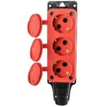 Розетка (колодка) трехместная каучук 2P+PE 230V 16А IP54 оранжевая DYNEL