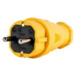 Вилка прямая каучук 2P+PE 230V 16А IP44 желтая DYNEL